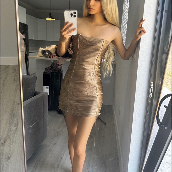 Authentic NEW Alexander Wang Bronze Fringe Dress size SMALL - Picture 3 of 10